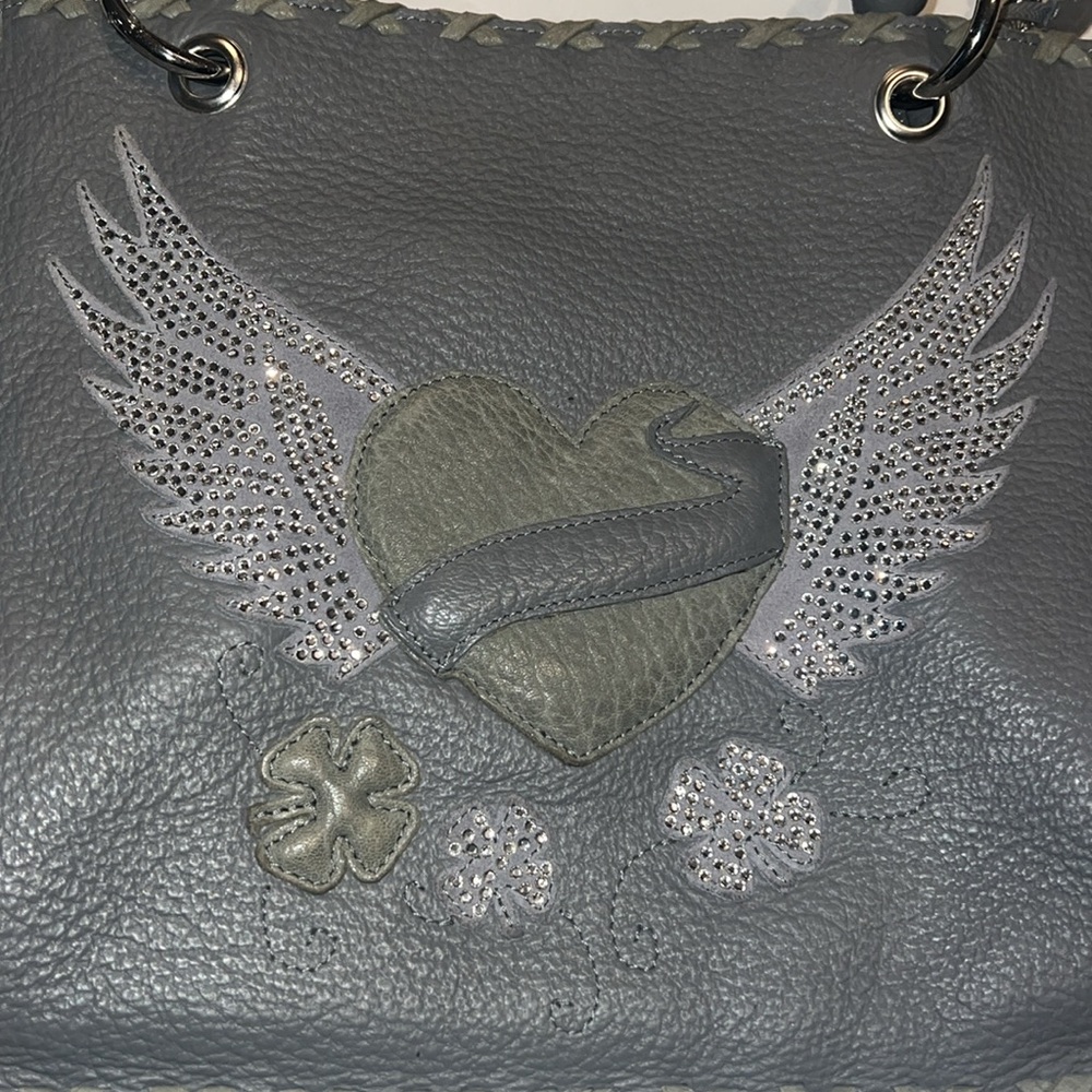CHARM AND LUCK LEATHER HANDBAG- pink satin interior - Picture 3 of 5